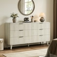 thumbnail image 3 of Laintene 6 Drawer Dresser for Bedroom, 53" Wide Dressers & Chest of Drawers, Boho Fluted Dresser with Wave Panel Design, Modern Storage Dressers Organizer for Living Room,White Oak, 3 of 9