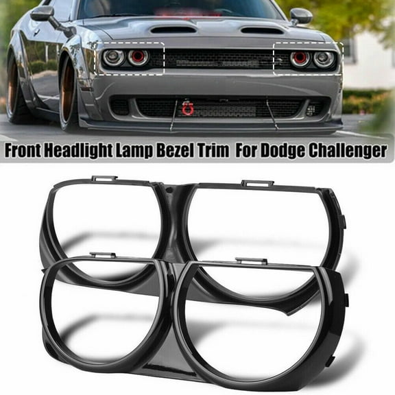 Front Headlight Lamp Bezel Trim LH & RH Pair for Dodge Challenger 2015-2021