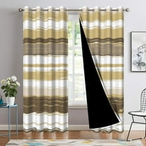 Nanqianyi Brown and Yellow Blackout Curtains for Bedroom, Room Darkening Thermal Insulated Drapes 52Wx96L, 2 Panels