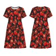 thumbnail image 3 of Bixox Robe d'Été à Manches Courtes pour Femmes Robe Ample Longueur Genou avec Poches-Tomate, 3 of 7