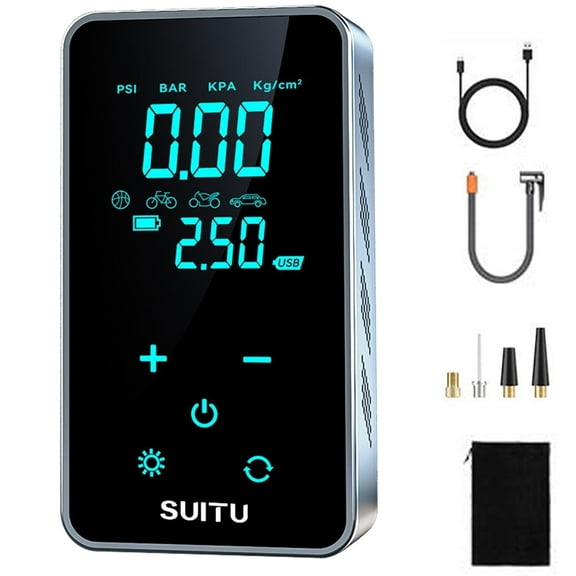 Tire Inflator Portable Air Compressor-Air Pump 4000mAh & 150PSI Cordless Electric for Car, Motorcycle, Bike, Ball, with Tire Gauge Pressure, Dual-Use Type