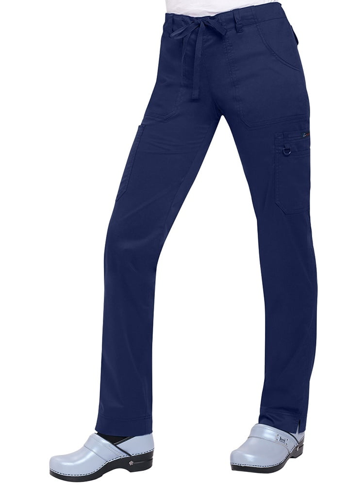 Catan koi women's stretch lindsey midrise drawstring waist cargo scrub pants, navy, 2xlarge