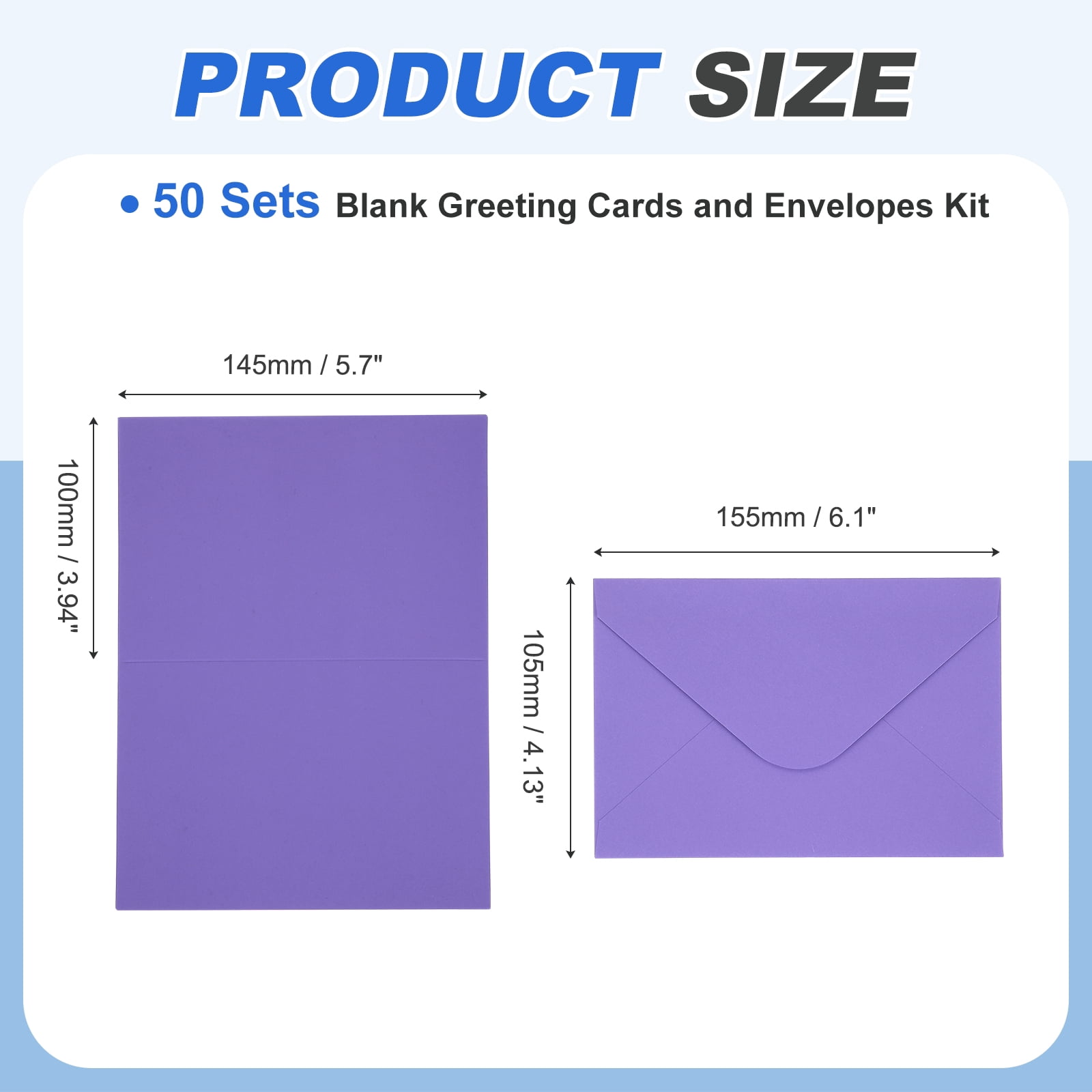 Uxcell 4 x 6" Blank Greeting Cards and Envelopes, 50Sets Half Fold Note Cards and Envelopes 250g Thick Cardstock for DIY Wedding Birthday Party Invitations, Dark Purple