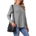 thumbnail image 4 of Camiseta de manga larga de cuello redondo para mujer INSPIRE CHIC, cómoda y elegante, ideal para el uso diario casual, color gris L, 4 of 6