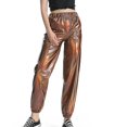 thumbnail image 2 of Pantalones de cintura alta para mujer, ropa informal de verano, pantalones metálicos, 2 of 3