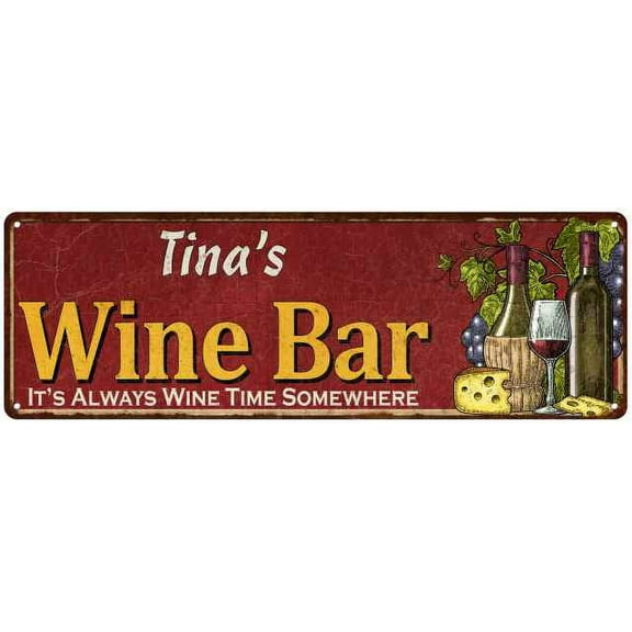 Tina's Wine Bar Red Sign Home Kitchen Decor 6x18 Sign 106180056097