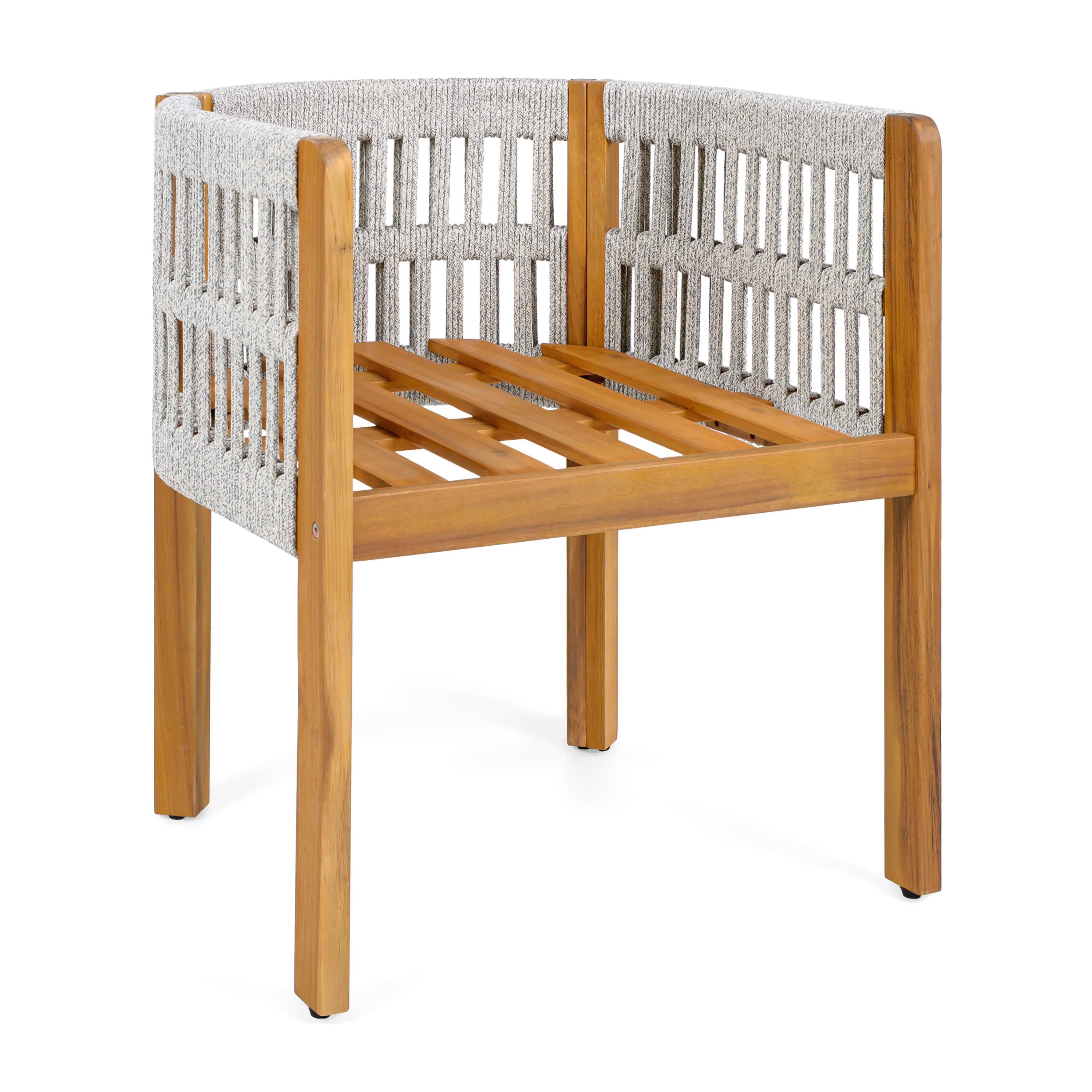 MAYEERTY Set of 2 Acacia Wood Patio Chairs with Rope-Wrapped Arms & Waterproof Foam Cushions 400lbs Capacity