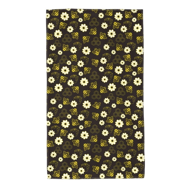 Balery Honey Bees With Flowers Toalla de Microfibra Premium con Estampado – 27.5x16 pulgadas, Alta Absorción, Suave y Aterciopelada, Secado Rápido