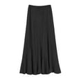 thumbnail image 1 of Urban CoCo Vintage Elastic Waist A-Line Midi Skirt (Black, S), 1 of 7