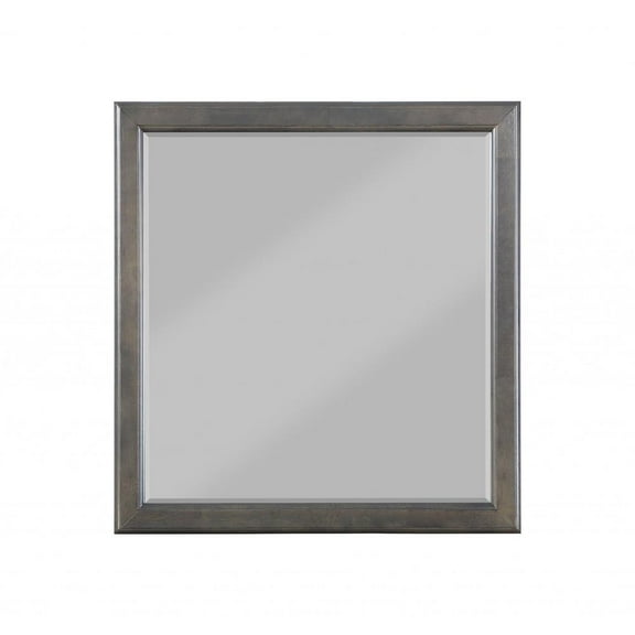 HomeRoots 347120 1 x 36 x 38 in. Dark Gray Wood Mirror