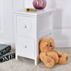 Costway White Wooden Bedside Table Nightstand Cabinet Furniture Storage Drawers
