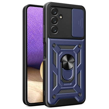 for Samsung Galaxy A25 5G Case, with Ring Kickstand and Camera Protection,Heavy Duty Protective Shockproof Protective Rubber PC Phone Back Cover for Samsung Galaxy A25 5G, Blue