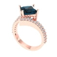 thumbnail image 2 of 2.3075 ct Princess Cut Natural London Blue Topaz Solitaire with Simulated Diamond Accents 14K Rose Gold Womens Engagement Ring, 2 of 5