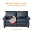 thumbnail image 3 of 6-Seat Modular Sectional Sofa with Wood Leg and Nails Decoration, Faux Leather Mid Century Modern Couches, Comfy Chairs with Removable Cushion for and Storage Boxes for Living Room, Navy Blue, 3 of 7