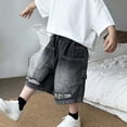 thumbnail image 6 of UACY Long Ripped Baggy Jean Shorts Jorts Baggy Short Jeans Y2K Jorts Short Jeans with Pockets Trendy Baggy Summer Jorts (Black, 18-24 Months), 6 of 8