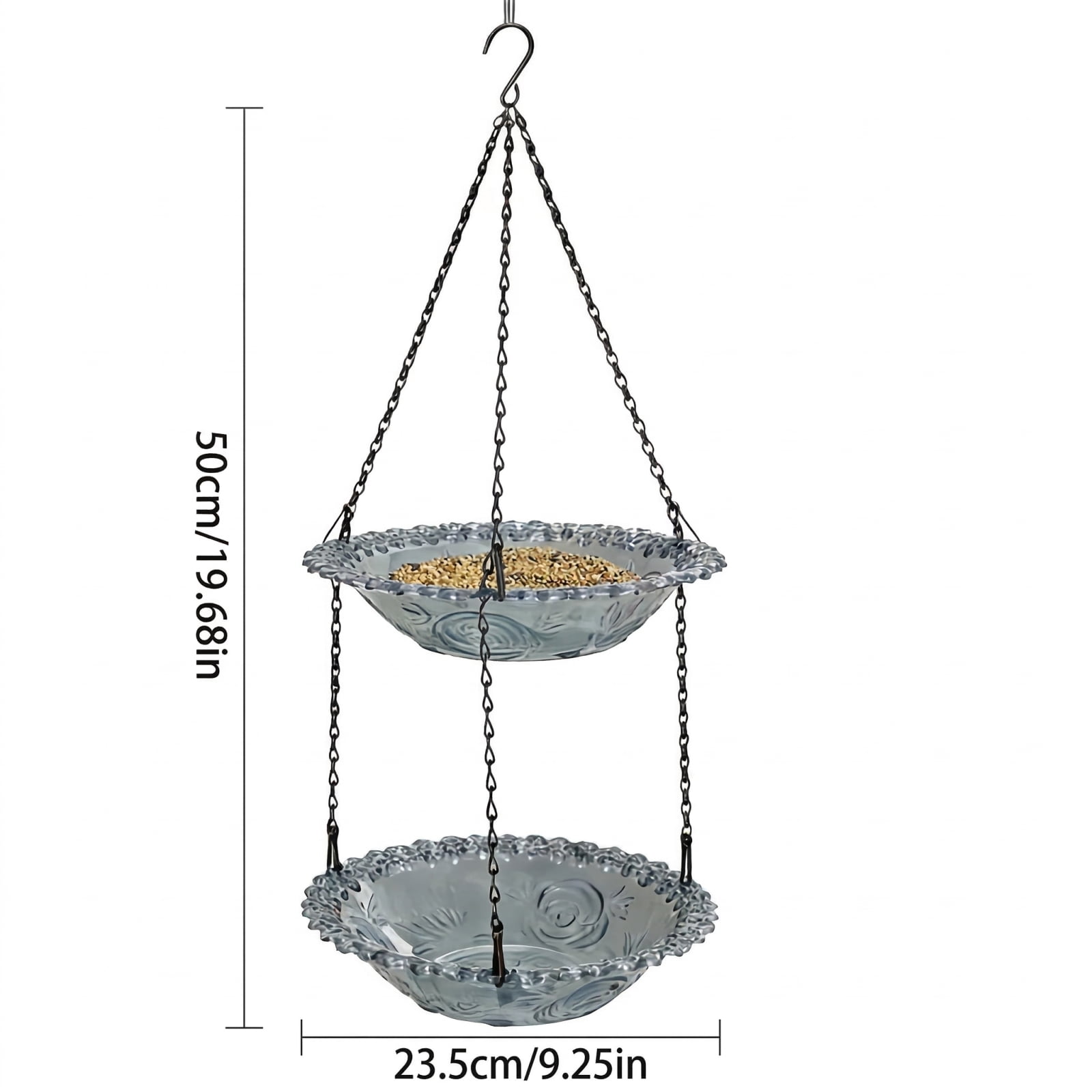 Hanging Bird Feeder Hummingbird Feeder Outdoor Decorative Bird Bathing Basin for Wild Birds Garden Balcony Ornament Glass Bowl with Durable Metal Chains