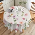 thumbnail image 3 of Spring Summer Flower Round Tablecloth 60 inches Eucalyptus Leaves Countryside Linen Waterproof Oil-Proof Table Cloth Round Table Cover for Holiday Party Picnic Dinner Decor Indoor and Outdoor Use, 3 of 9