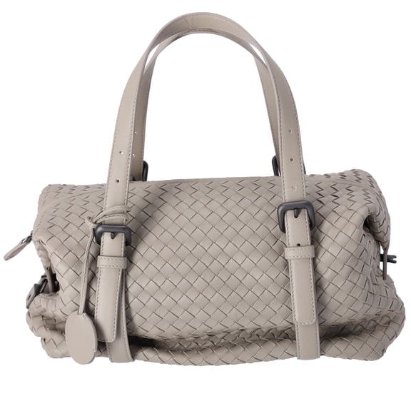 Pre-Owned BOTTEGA VENETA Montaigne Slouchy Handbag Light Gray Leather