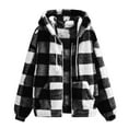 thumbnail image 5 of Rohuuque Women's Zip Up Hoodies Plaid Fleece Warm Jacket Long Sleeve Soft Fall Winter Coat with Pockets Casual Outdoor Wear Black, 5 of 8
