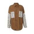 thumbnail image 4 of Franhais Casual Women Leopard Spliced Corduroy Shirts Fall Spring Fahsion Turn down Collar Button Up Tops Plus Size Female Shirts（S-2XL）, 4 of 9