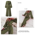 thumbnail image 3 of Two Piece Wide Leg Outfits Fashion Crop Top Wide Leg Pants Set Tie Front All Match Long Puff Sleeve  for Office School Home ANGGREK Otros, 3 of 6