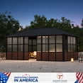 thumbnail image 3 of Modern Shade 12'x20' Hardtop Sunroom Gazebo, Aluminum Frame, Galvanized Steel Roof, TV Mount, Sliding Doors, 3 of 8