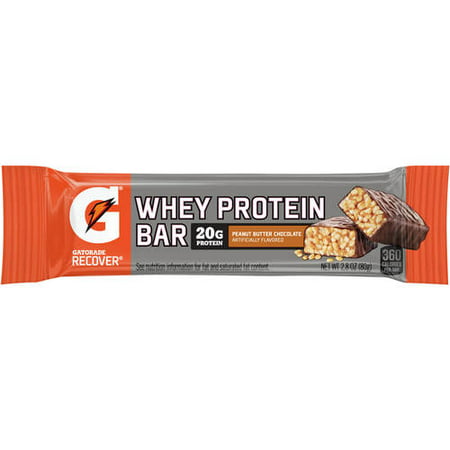 Gatorade Recover Whey Protein Bar Beurre d'arachide au chocolat 2,8 onces. Sac plastique