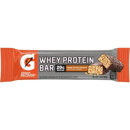 Gatorade Recover Whey Protein Bar Beurre d'arachide au chocolat 2,8 onces. Sac plastique