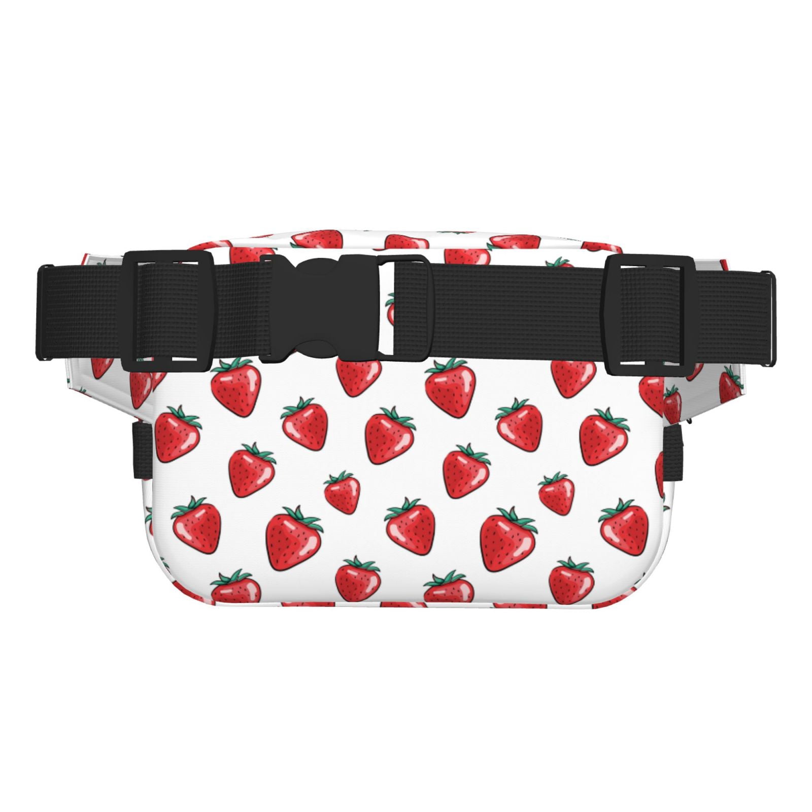 Picia Hand Drawn Strawberry Print Square Double-Layer Waist Bag Mini Adjustable Waist Belt Bag Exercise Running Travel Hiking