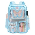 thumbnail image 3 of SANMADROLA Clear Backpack Heavy Duty Transparent Bookbag Teen Girlish Cute Bag Large Capacity See Through Backpacks Stadium Approved Daypack for Middle School College Sport/Travel, Blue Butterfly, 3 of 9