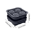 thumbnail image 3 of Bandeja de cubitos de whisky con tapa - molde grande de hielo de silicona 3D de 4 cavidades, sílice de grado alimentario, gris/negro, caja de hielo reutilizable para bebidas caseras, 3 of 6