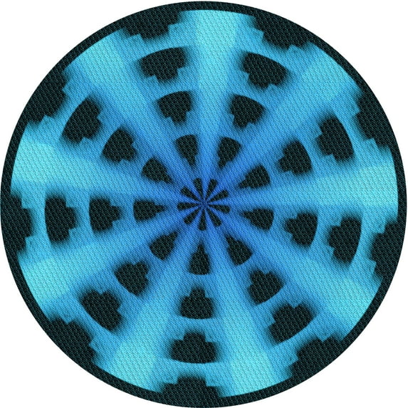 Ahgly Company Machine Washable Indoor Round Transitional Deep Teal Green Area Rugs, 6' Round
