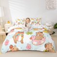 thumbnail image 2 of Erosebridal Swimming Capybara Kid Duvet Cover Set, Summer Ocean Seashell Bedding Full, 3-Piece, No Comforter, 2 of 5