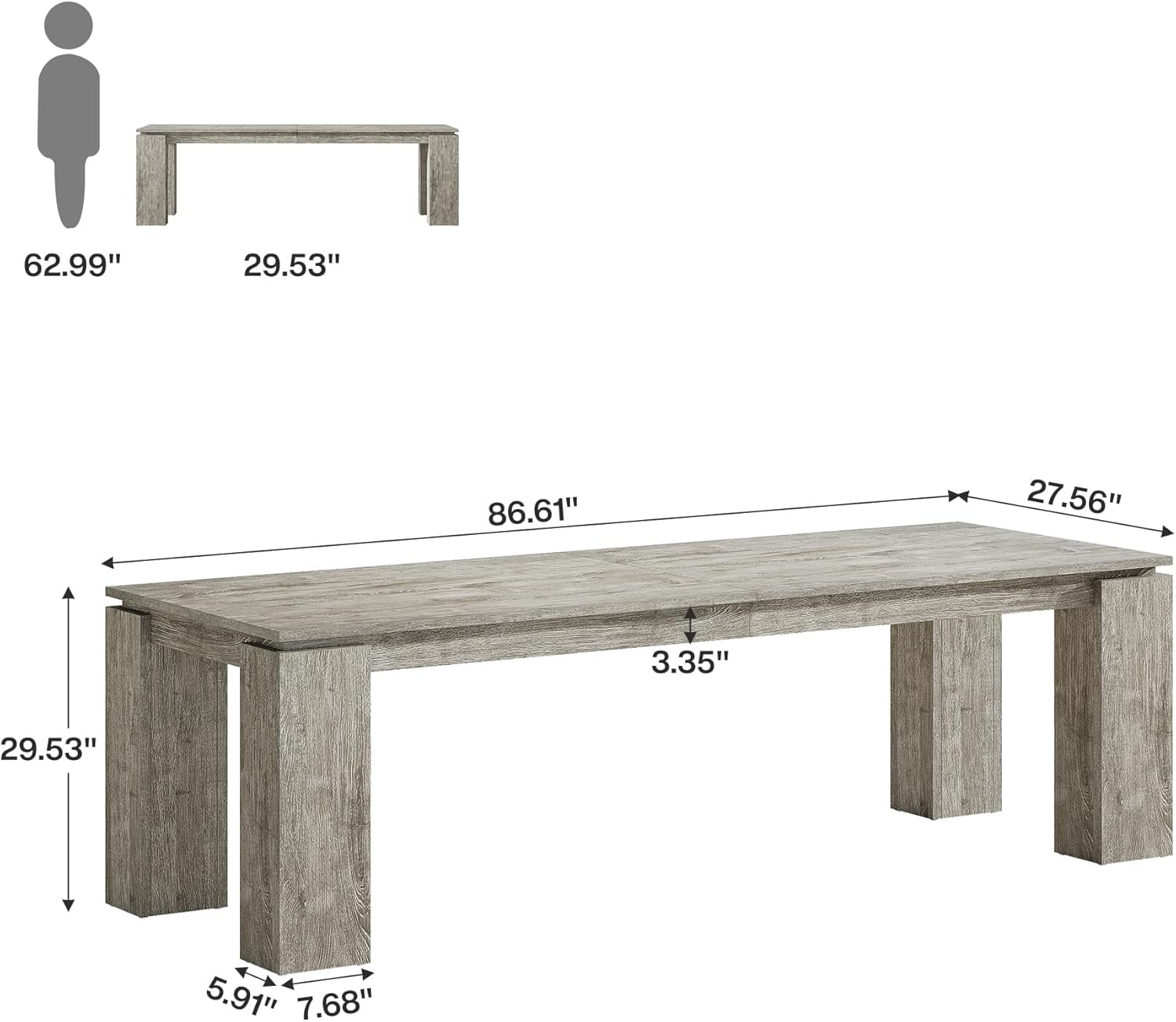 Tribesigns 86-Inch Wood Two-Person Desk, Modern Double Computer Desk, Extra Long Workstation Table for Home Office