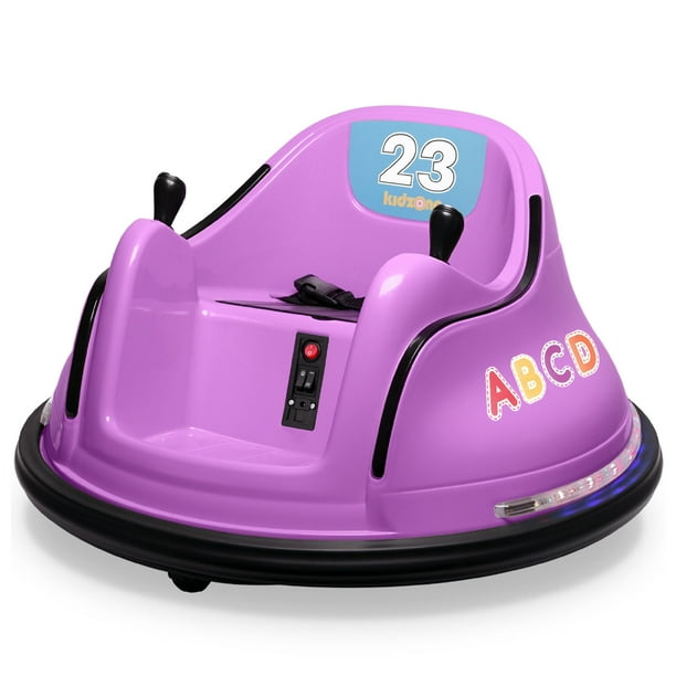 Kidzone 12V Kids Toy Electric Ride On Bumper Car 360 Spin 2 Speed Battle  Vehicle With Remote Control, Bluetooth Music, DIY Race# 00-99 and Alphabet  Stickers, ASTM-Certified, Purple 