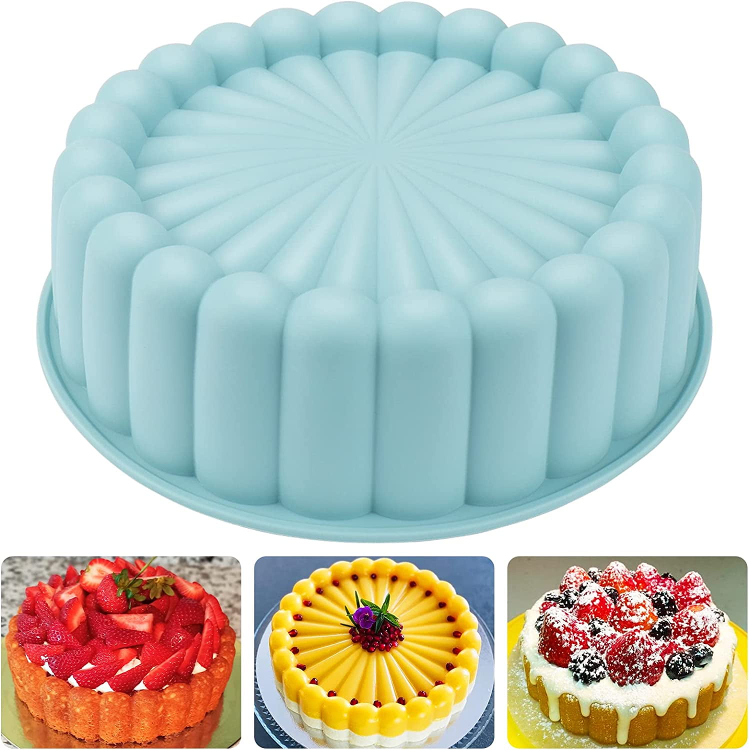 Charlotte Cake Pan Silicone, Nonstick, 8 inch Round Cake Molds for
