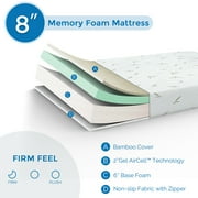 King Mattress,8 inch Green Tea Gel Memory Foam Mattress in a box, Medium Firmness Mattresses with Bamboo Knit cover, Made in USA