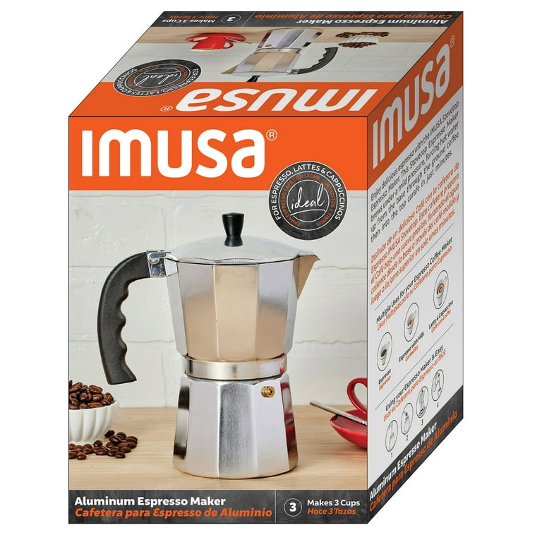 Im Usa 3-Cup Cast Aluminum Stovetop Coffee Maker with Flip-Top Lid and Cool  Touch Handle - Walmart.com