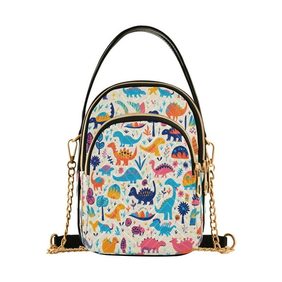 ALAZA Chain Crossbody Bags for Women Dinosaurs Cartoon Shoulder Handbag Phone Purse