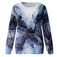 thumbnail image 5 of iOPQO hoodies for women Womens Daily Print O Neck Sweatshirt Round Neck Fit Pullover Tops Casual Long Sleeve Workout Shirts Casual Loose Louse Women's Hoodless Sweatshirt Blue M, 5 of 5