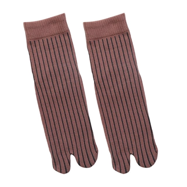 TISHITA Elastic Cotton Tabi Socks 2 Toe Socks Flip-Flops Socks Unisex Coffee