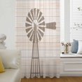 thumbnail image 6 of Rustic Windmill Sheer Curtains 96 Inches Long, Vintage Country Farmhouse Wooden Grain Light Filering Curtains, Privacy Drapes Simi Floor to Veiling Curtain for Living Room Large Window Treatment, 6 of 9