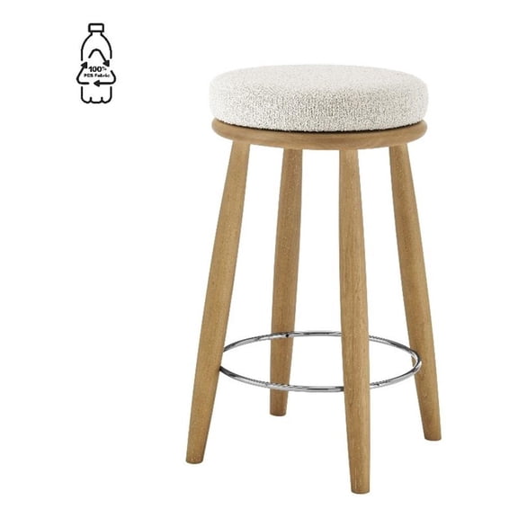 NPD Furniture Deandre Fabric Backless Swivel Counter Stool in Beige
