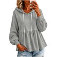 thumbnail image 2 of Yeaiivve Babydoll Hoodies for Women Puff Sleeve Drawstring Cute Hoodie Peplum Hem Casual Loose Fit Tops Comfy Lightweight Pullovers XL, 2 of 7