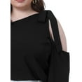 thumbnail image 5 of DARING DIVA Women's Plus Cold Shoulder Tie Long Sleeve Blouse 4X Black, 5 of 6