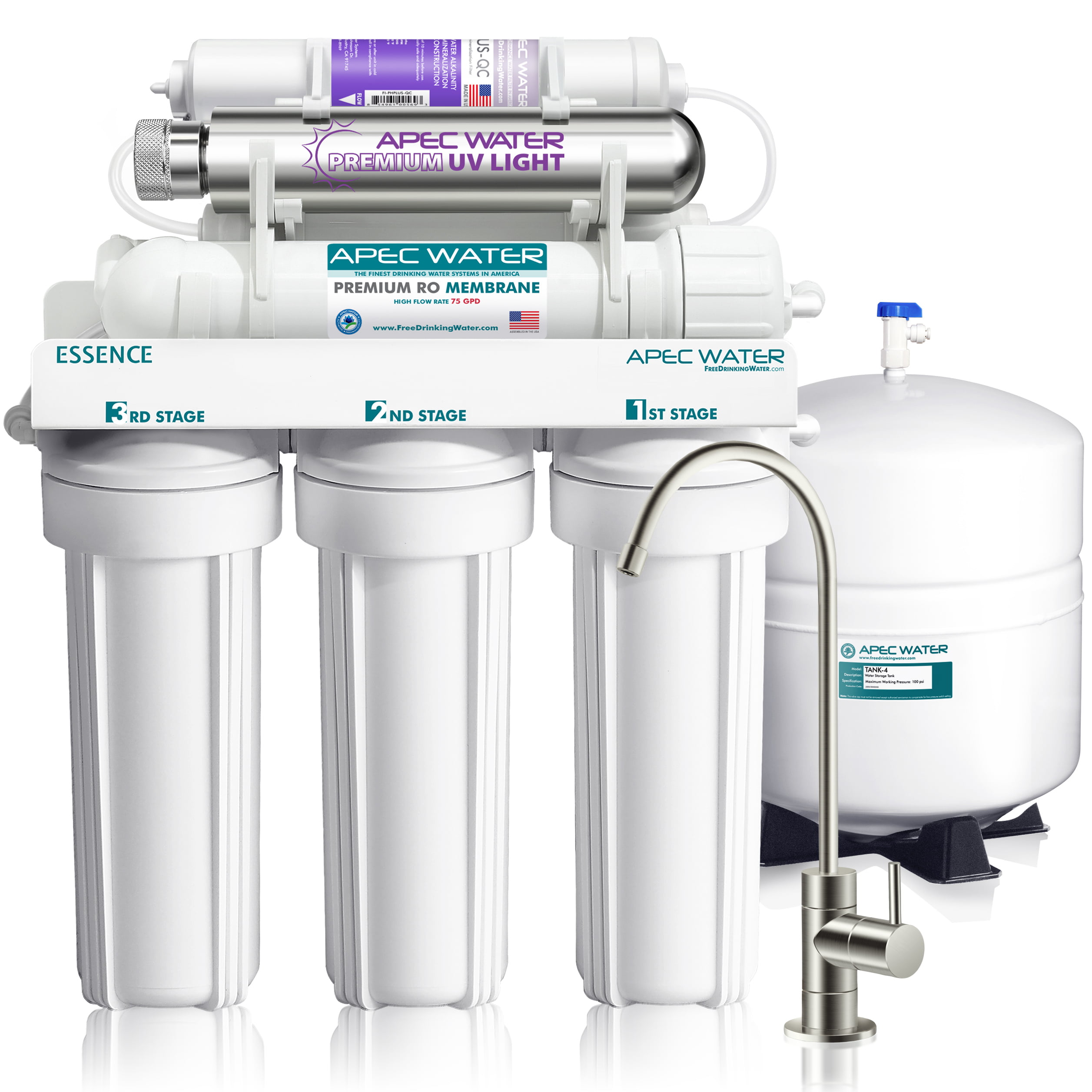 APEC pH+ Alkaline Mineral UV Sterilizer 75 GPD water ionizer