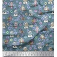 thumbnail image 1 of Soimoi Rayon Fabric Floral,Owl & Cow Cartoon Print Sewing Fabric Yard 56 Inch Wide, 1 of 1
