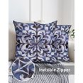thumbnail image 3 of Waterproof Outdoor Throw Pillows with Inserts 18"x18", Blue Purple Boho Soft Decorative Pillowcases for Couch Bedroom, Vintage Abstract Flowers Pillow Covers for Sofa Living Room, 3 of 8