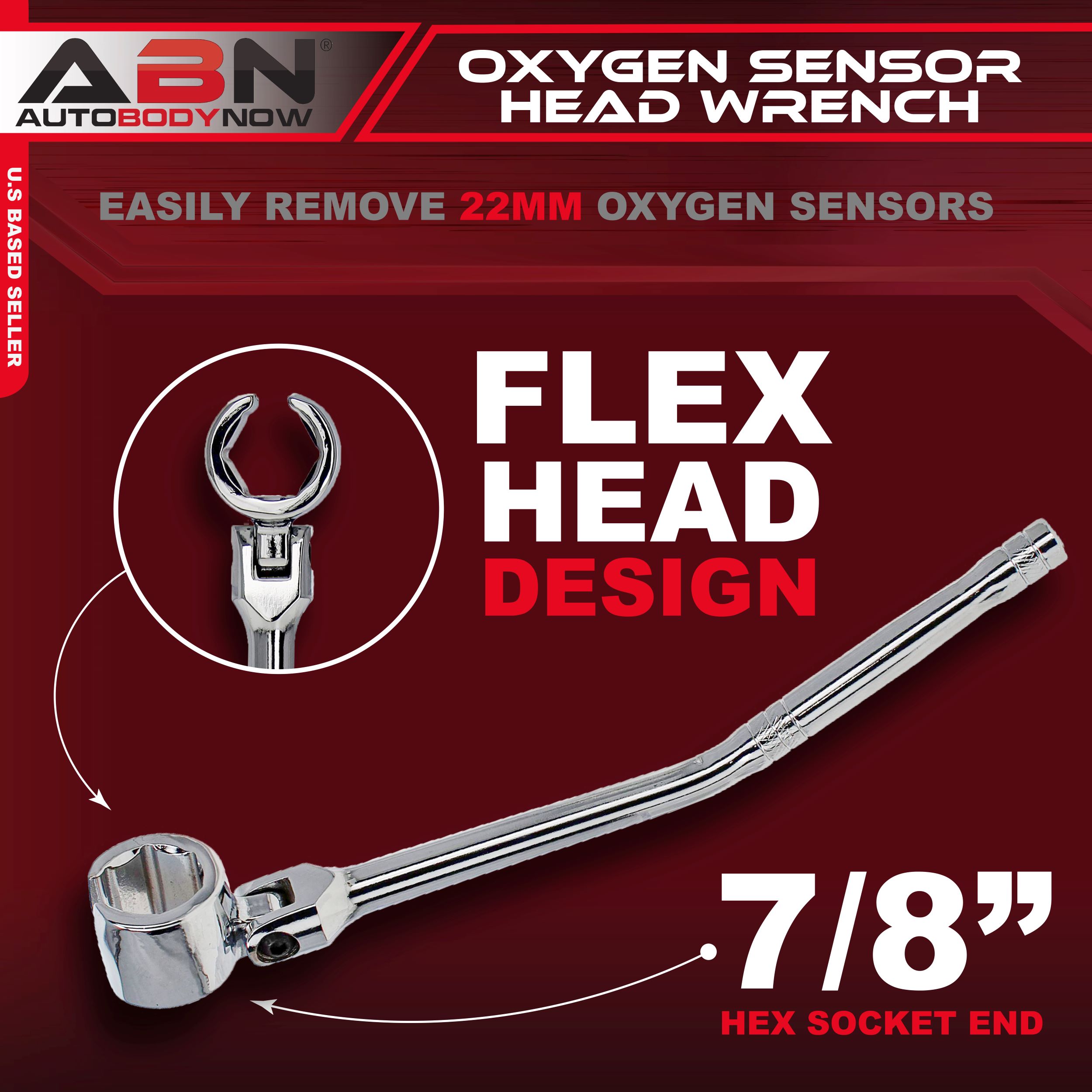 ABN 22mm Flexible Head Oxygen Sensor Wrench with Hex Socket