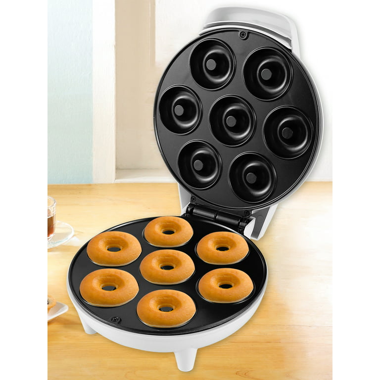 Retrok Mini Donut Maker Machine for Kid-Friendly Breakfast, Snacks, Desserts & More with Non-Stick Surface, Makes 7 Doughnuts, White